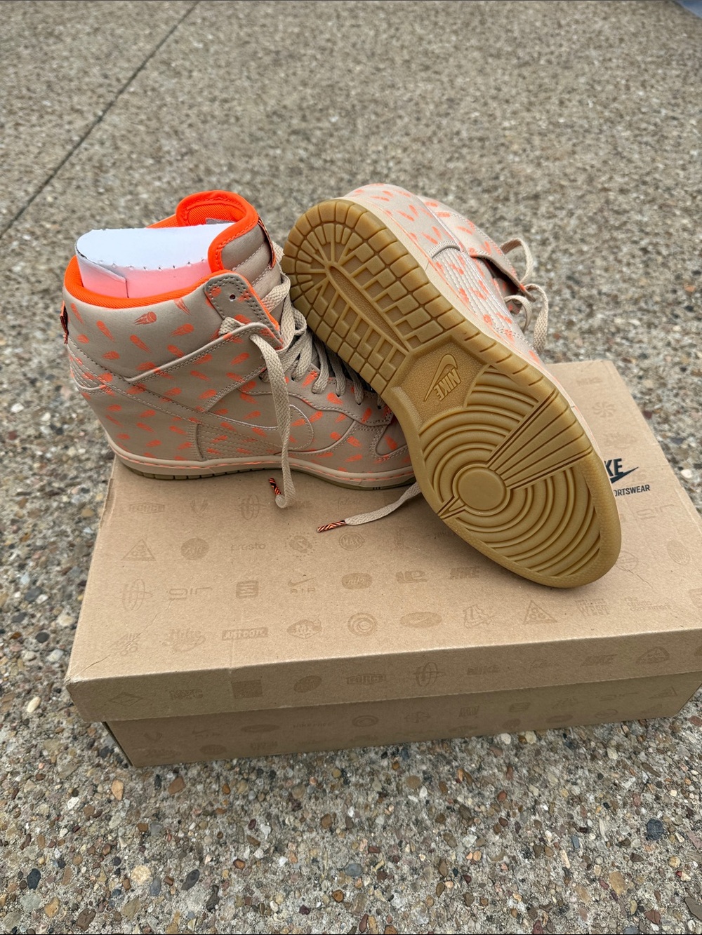 Nike Black History Month (BHM)Beige High-Top Sneakers with Bright Orange Accents - Picture 4 of 4